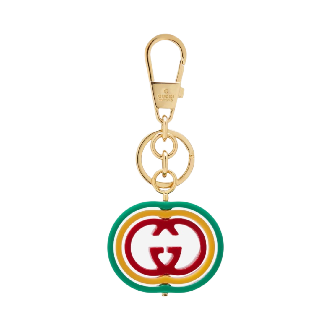 구찌 인터로킹 플렉시글라스 G 키체인 블루 핑크 레드(Gucci Interlocking Plexiglas G Keychain Blue Pink Red) - 1