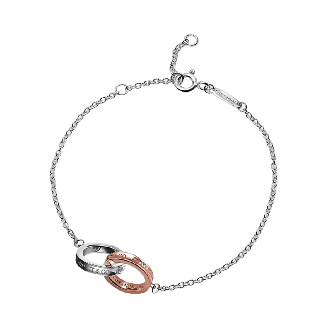 티파니 앤 코 티파니 1837 인터로킹 서클 체인 브레이슬릿 스털링 실버 & 로즈 골드(Tiffany & Co. Tiffany 1837 Interlocking Circle Chain Bracelet Sterling Silver & Rose Gold) - 1