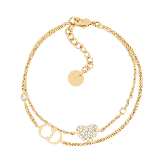 (W) Dior Clair D Lune Bracelet Gold Finish Metal Silver Tone Crystals