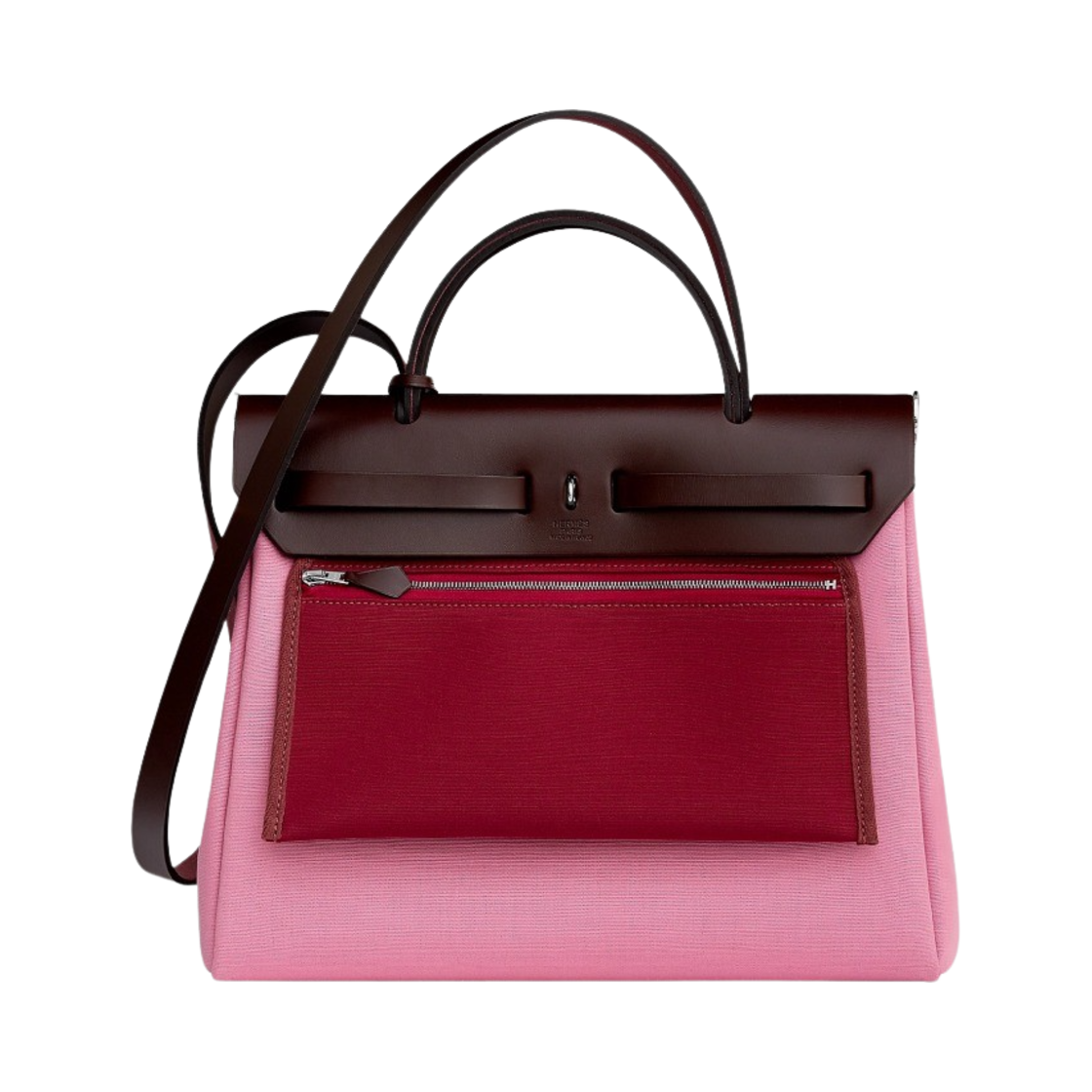 에르메스 에르백 집 31 베르소 백 르투르네 & 팔라듐 하드웨어 로즈 버블 검 루비스 루즈 셀리에(Hermes Herbag Zip 31 Verso Bag Retourne & Palladium Rose Bubble Gum Rubis Rouge Sellier) - 3