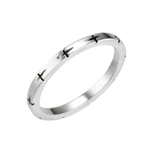 00746-R-SV Byweekend Mini Cross Ring Silver
