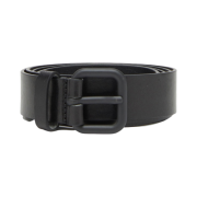 Diesel B-Inlay Leather Belt with Vintage Effect Metal Oval D Logo Black