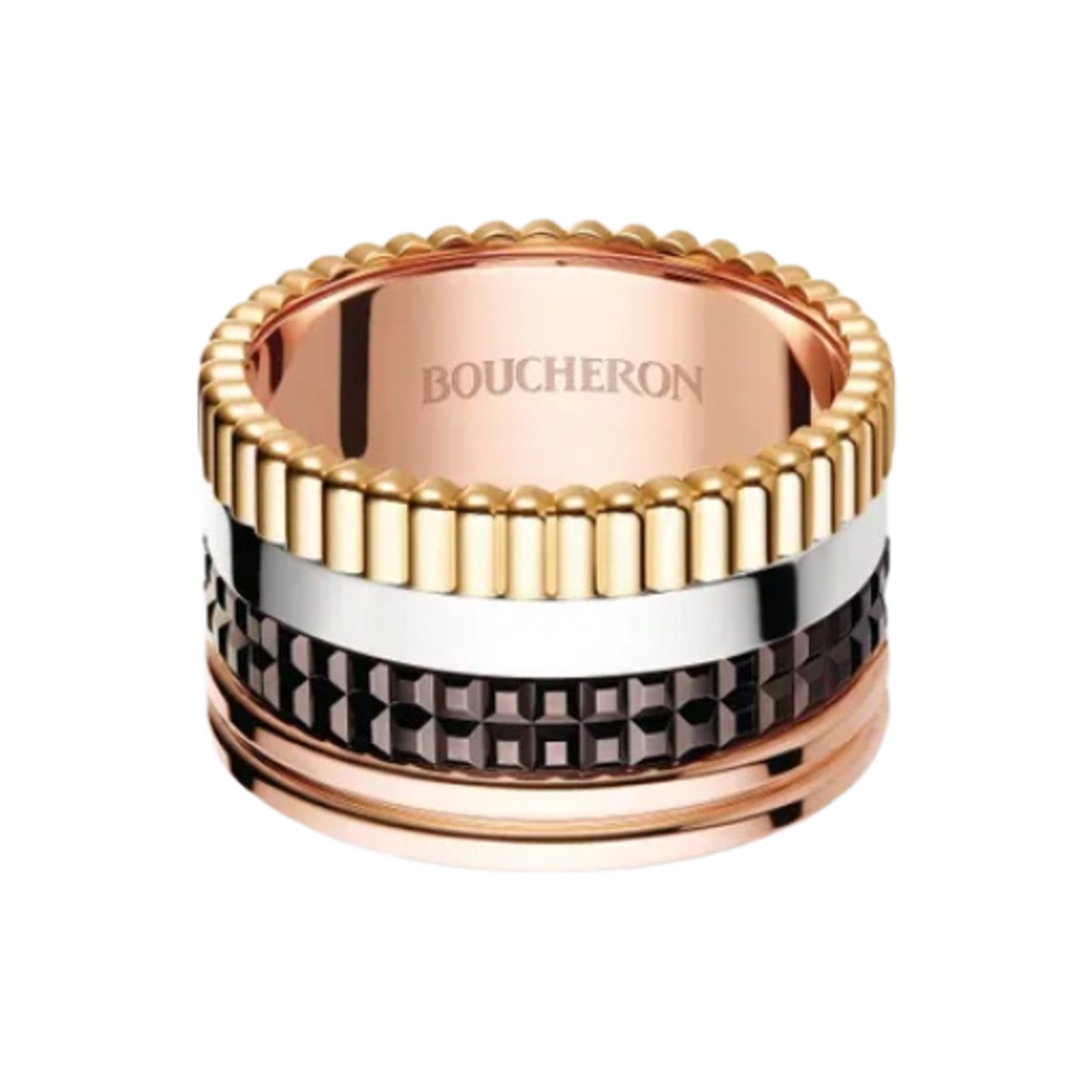 JRG00257 Boucheron Quatre Classique Ring Large 18K Yellow White Pink Gold Brown