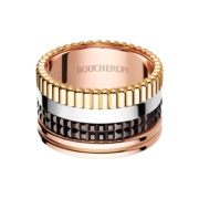 Boucheron Quatre Classique Ring Large 18K Yellow White Pink Gold Brown