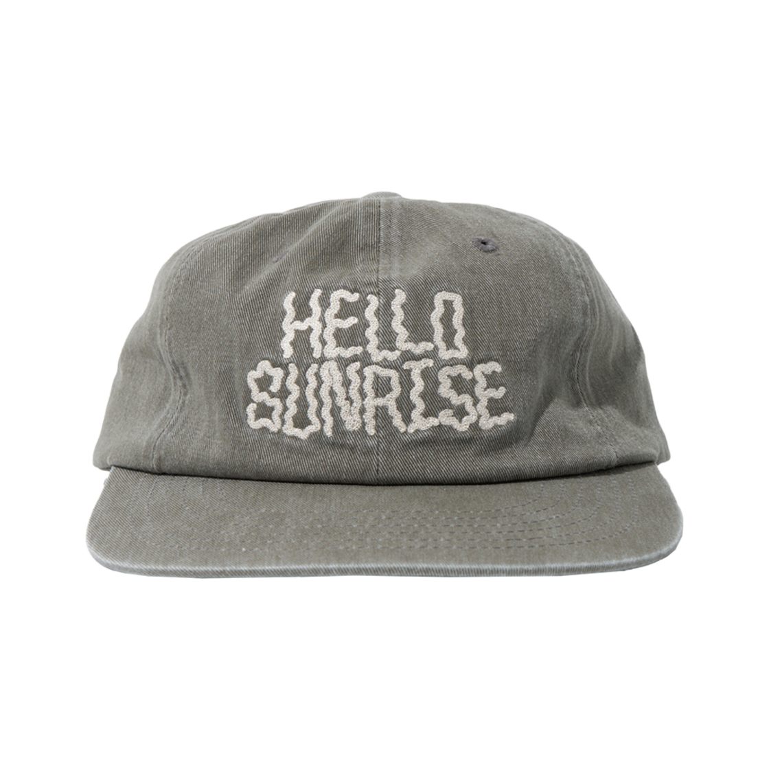 HS52CA936KH0 Hello Sunrise Washed Doodle Typo Relaxed Fit 6Panel Cap Khaki