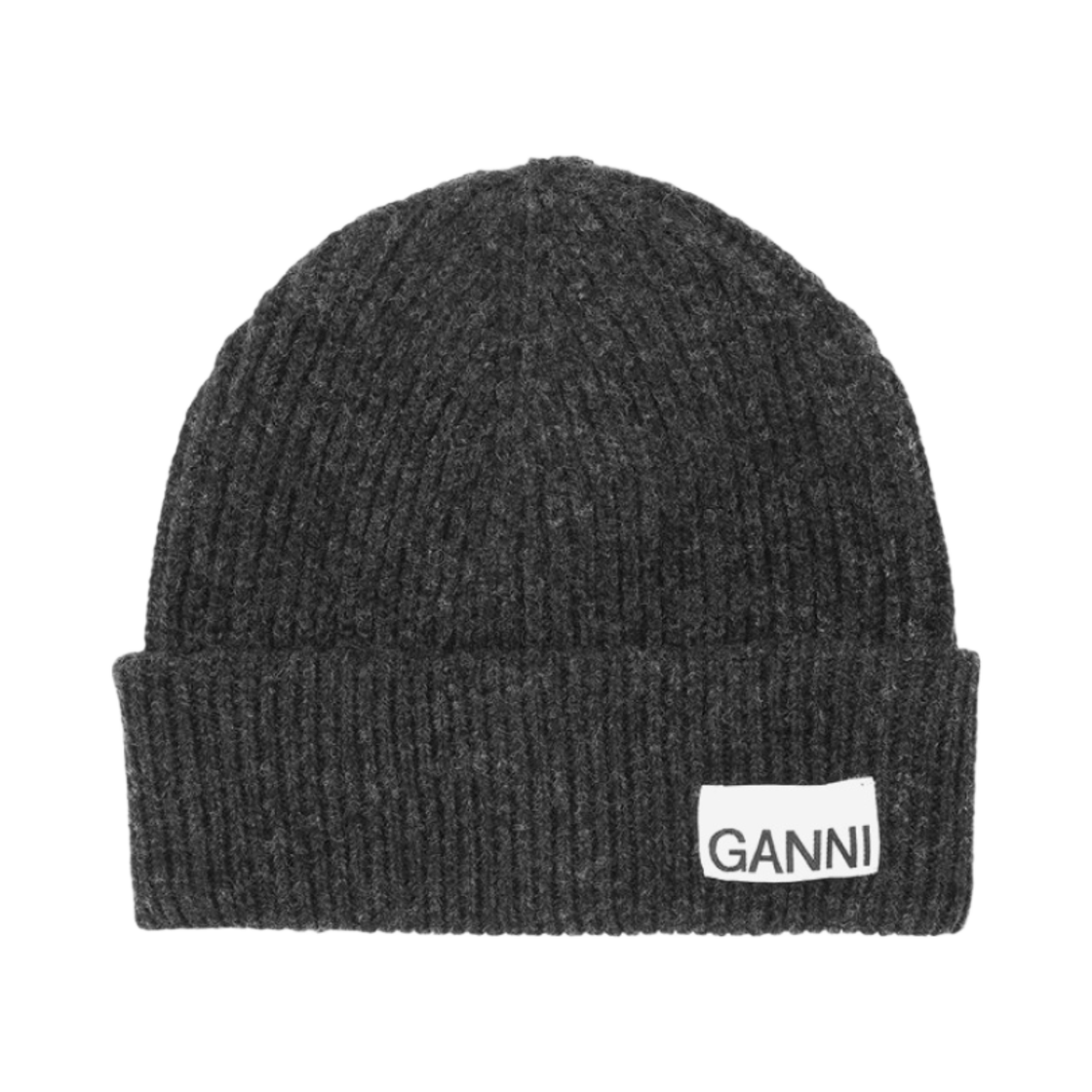 가니 피티드 립 니트 울 비니 다크 그레이 팬텀(Ganni Fitted Rib Knit Wool Beanie Dark Grey Phantom)