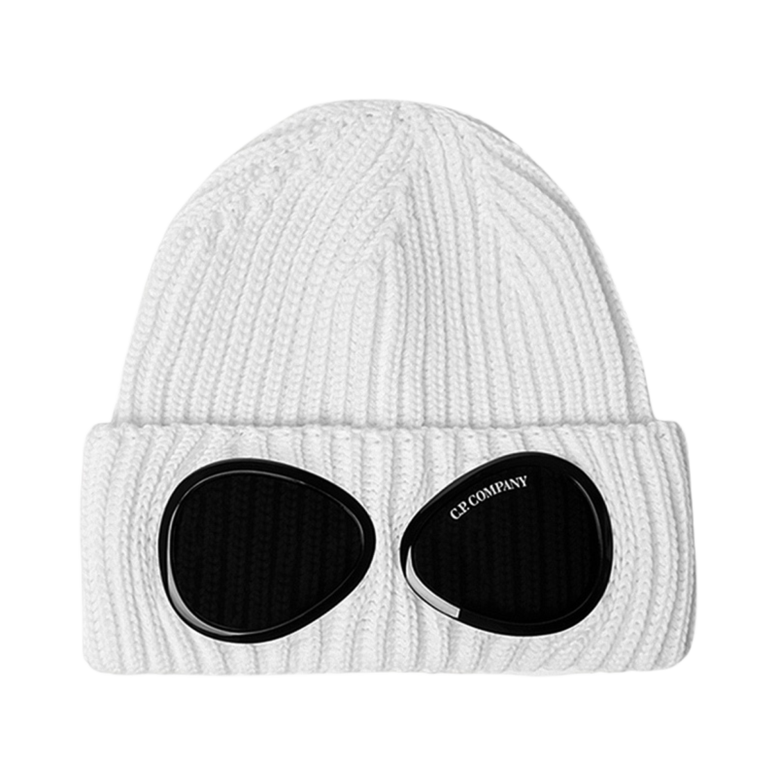 13CMAC122A005509A103 C.P. Company Extra Fine Merino Wool Goggle Beanie Gauze White - 22FW