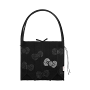 Joseph&Stacey Lucky Pleats Knit Cross Big Hello Kitty Ribbon Rich Black