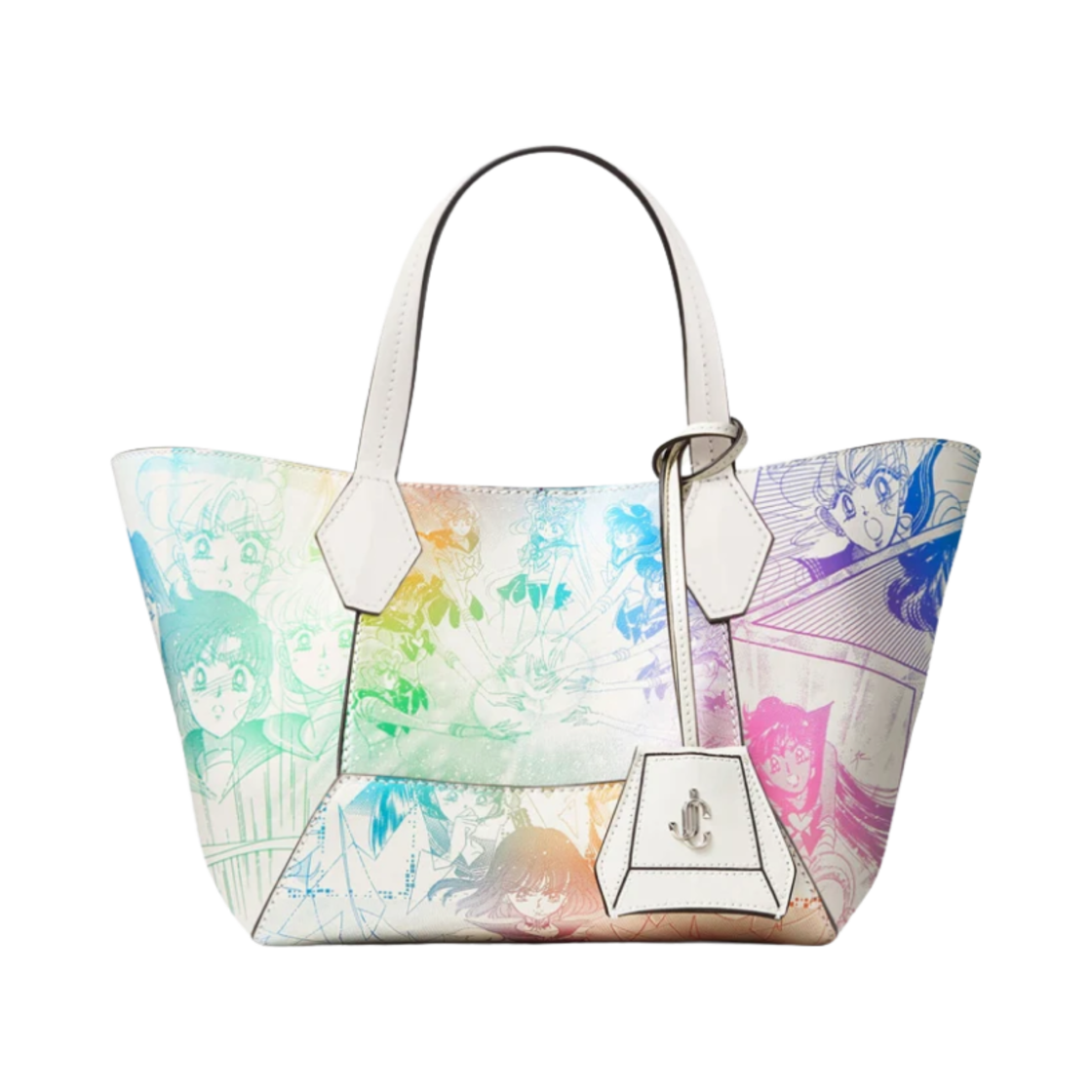 지미추 x 미소녀 전사 세일러문 세일러 가디언즈 다이아몬드 토트백 S 멀티컬러 화이트(Jimmy Choo x Pretty Guardian Sailor Moon Sailor Guardians Diamond Tote S Multicolor White)