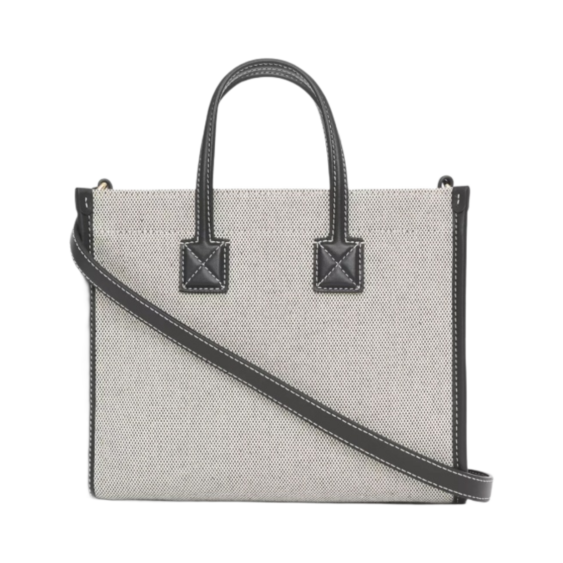 버버리 투톤 캔버스 레더 미니 프레야 토트백 블랙(Burberry Two-Tone Canvas and Leather Mini Freya Tote Black) - 2