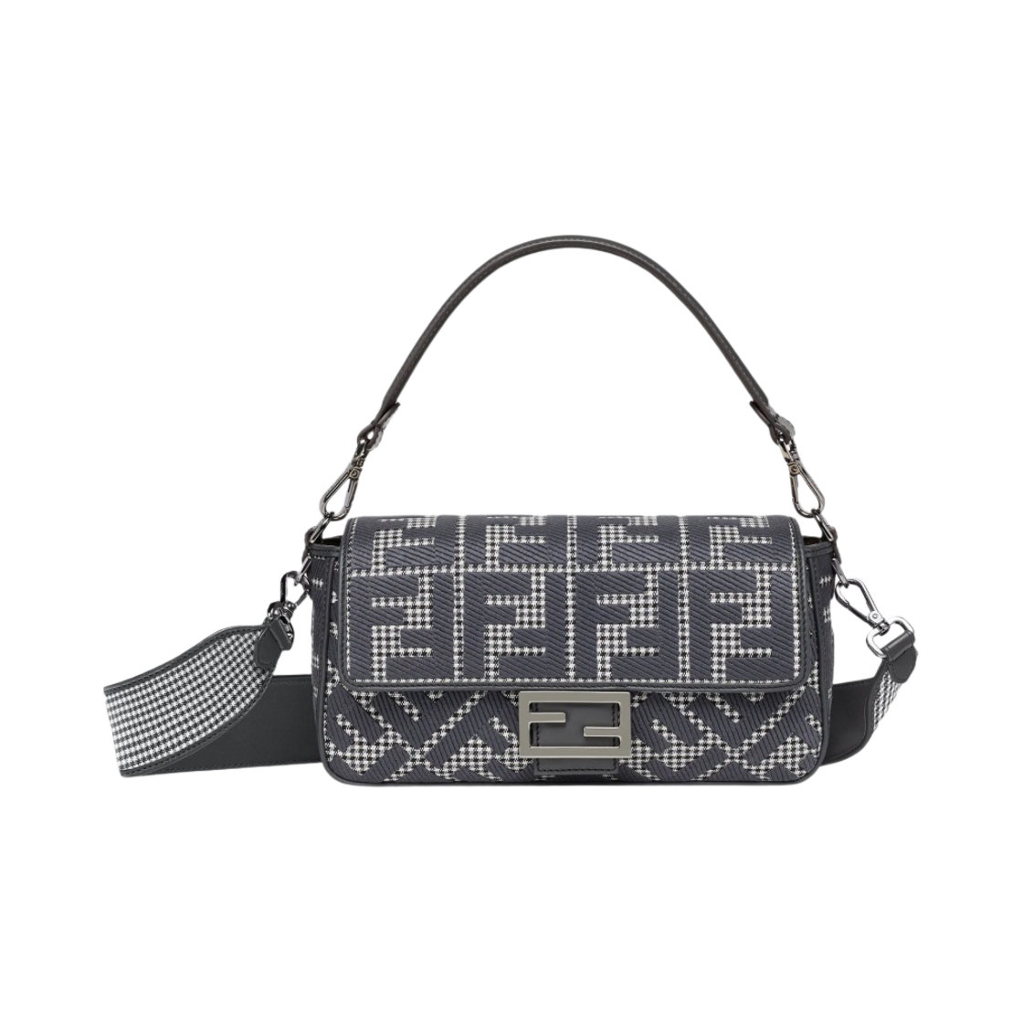 펜디 FF 자수 미디움 바게트백 그레이(Fendi FF Embroidery Medium Baguette Bag Grey) - 1