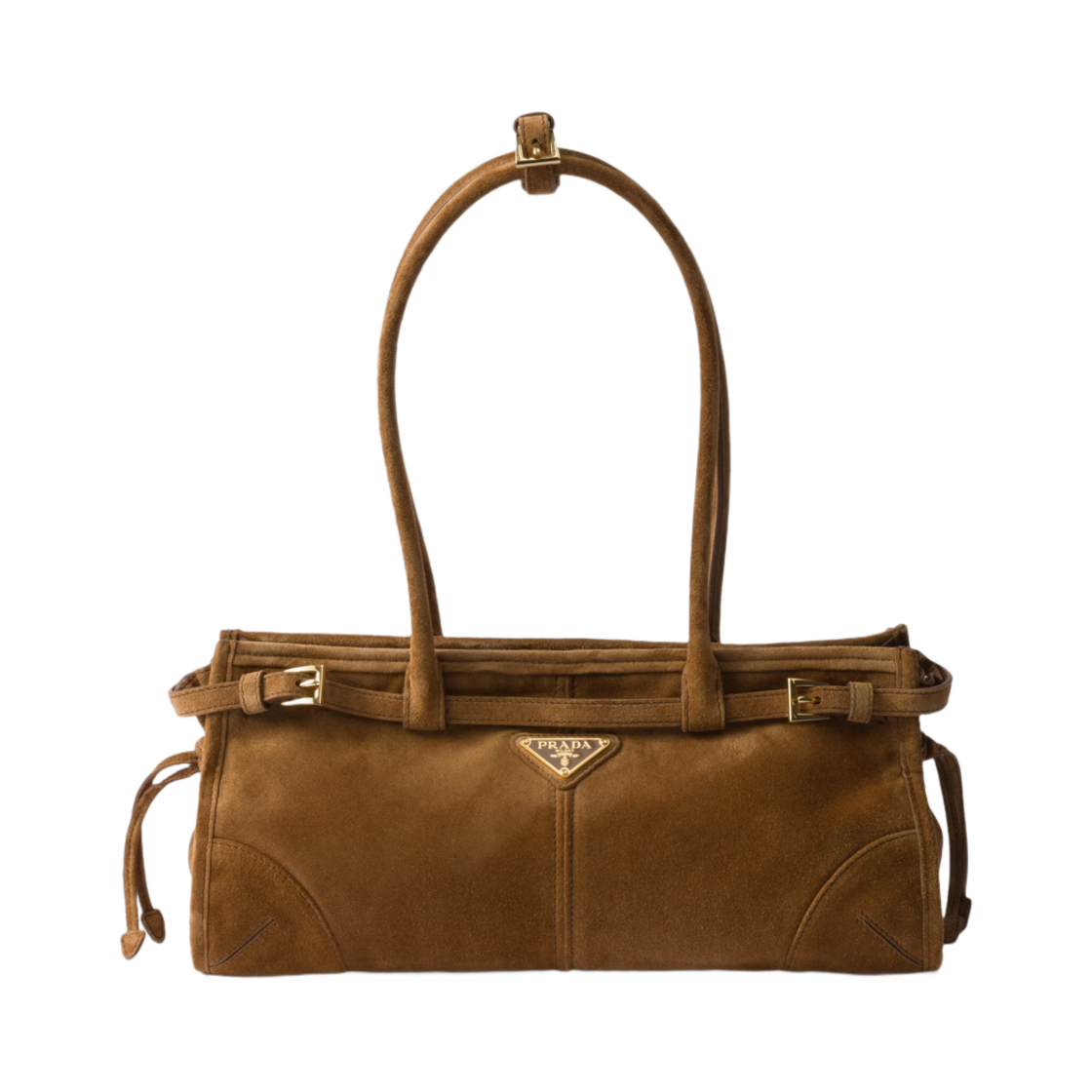 1BA426-2C4S-F0401 Prada Bonnie Medium Suede Handbag Cinnamon