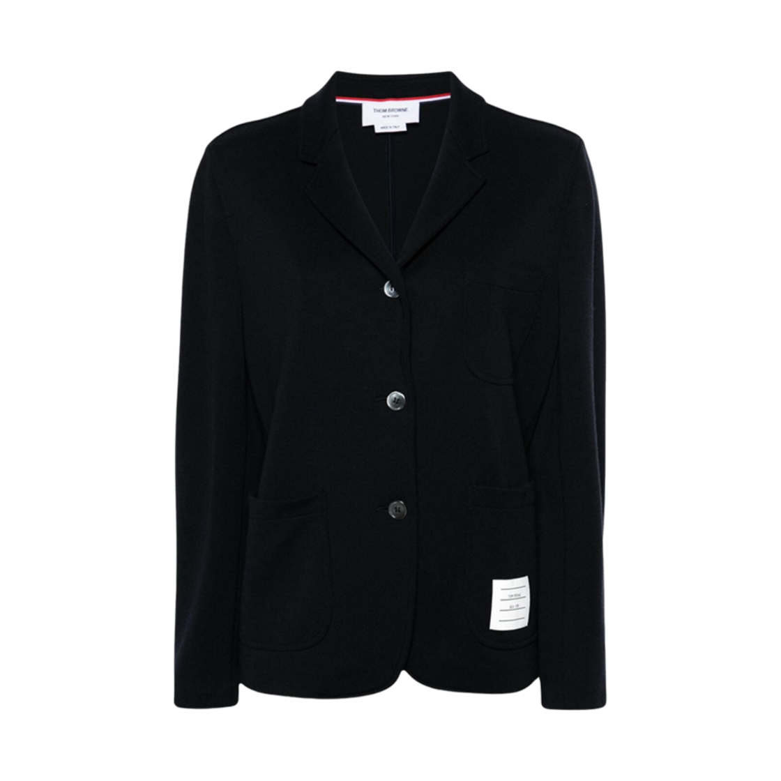 FJT311A-J0020-415 (W) Thom Browne Cropped Sack Wool Milano Jacket Navy