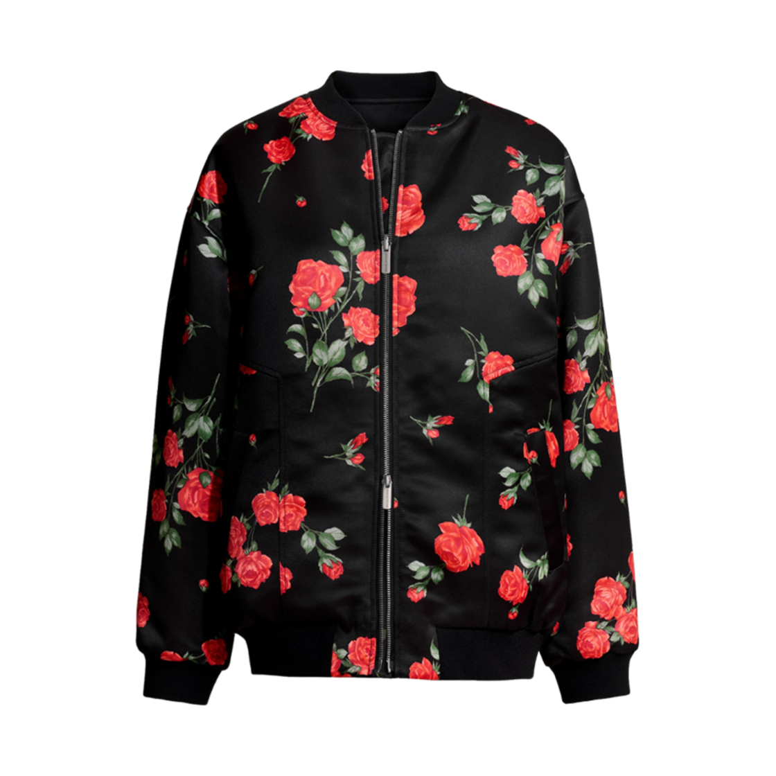 (W) 에이치앤엠 x 막다 부트림 오버사이즈 리버시블 봄버 자켓 블랙 로즈((W) H&M x Magda Butrym Oversized Reversible Bomber Jacket Black Rose)