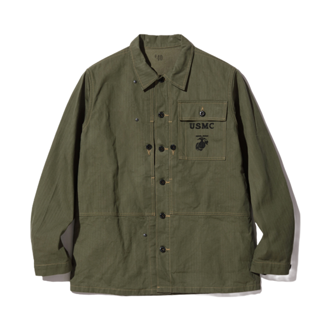 BR15123 Buzz Rickson's USMC M-1944 Herringbone Utility Jacket Olive