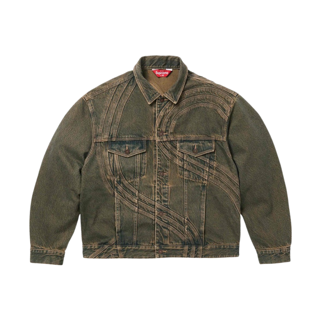 KM4AOTDSP63DB Supreme S Logo Denim Trucker Jacket Dirty