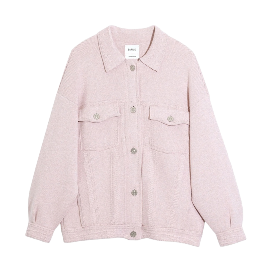 (W) 배리 데님 오버사이즈 캐시미어 코튼 자켓 오간디 베이퍼 핑크((W) Barrie Denim Oversized Cashmere Cotton Jacket Organdy Vapour Pink)