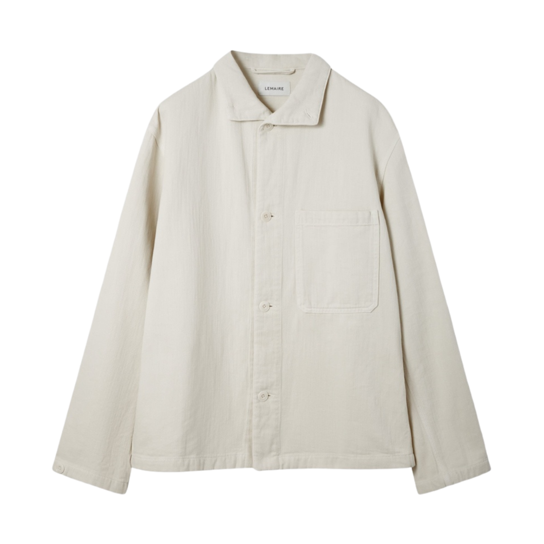 르메르 라이트 가먼트 다이드 데님 스탠드 칼라 오버셔츠 미스티 아이보리(Lemaire Light Garment Dyed Denim Stand Collar Overshirt Misty Ivory) - 1