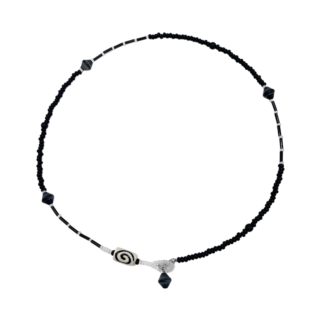 SLN515_01 SANLI Vortex Spiral Necklace White