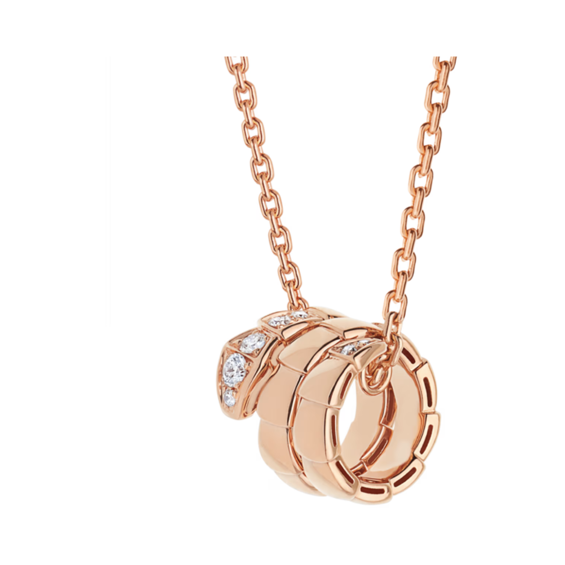 357794 Bulgari Serpenti Viper Necklace Rose Gold Diamond