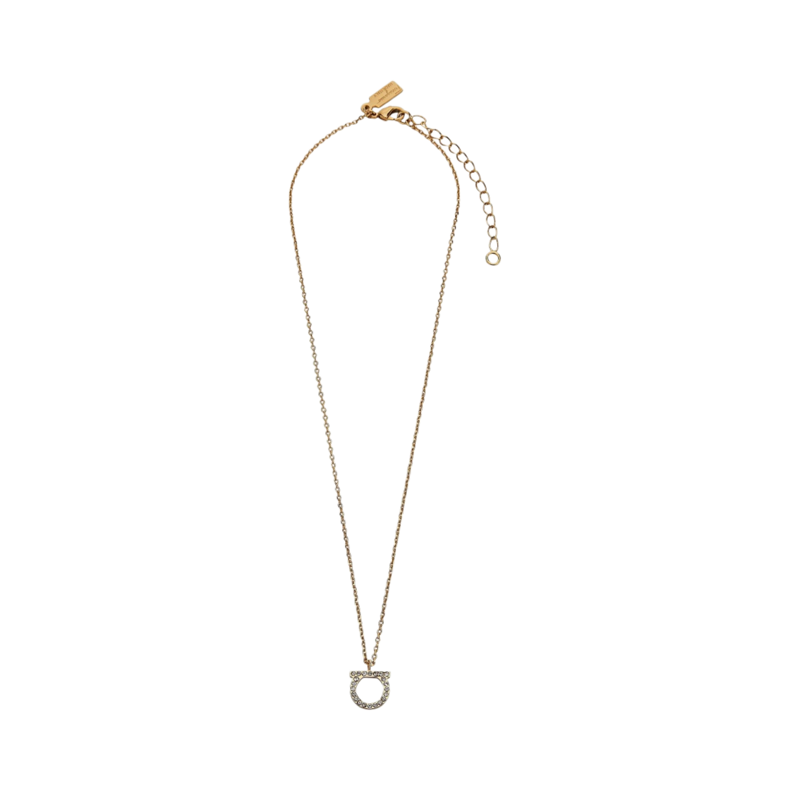 (W) 페라가모 간치니 라지 크리스탈 네클리스 골드((W) Ferragamo Gancini Large Crystals Necklace Gold)