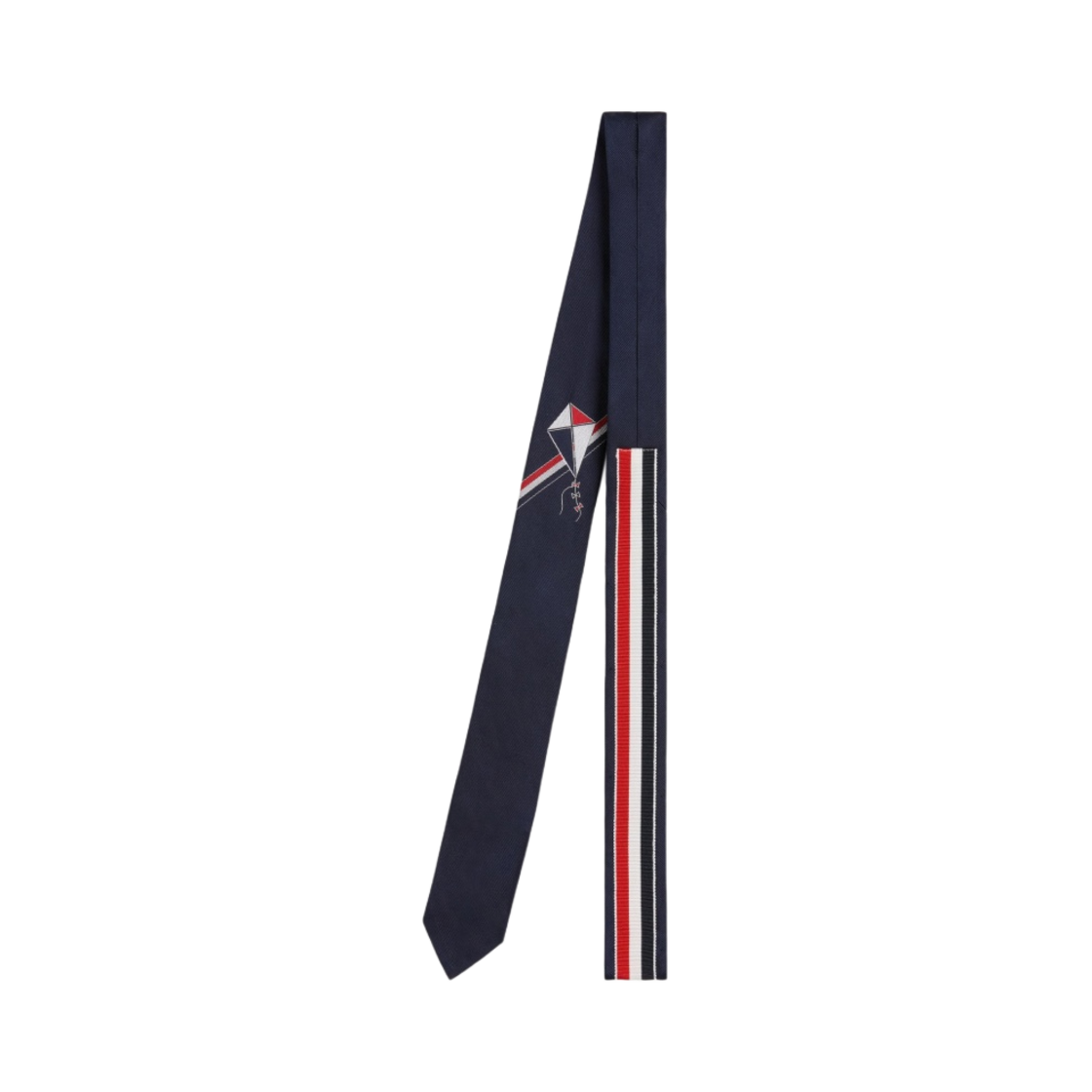 톰브라운 실크 자카드 스트라이프 카이트 아이콘 타이 네이비(Thom Browne Silk Jacquard Stripe Kite Icon Tie Navy) - 2