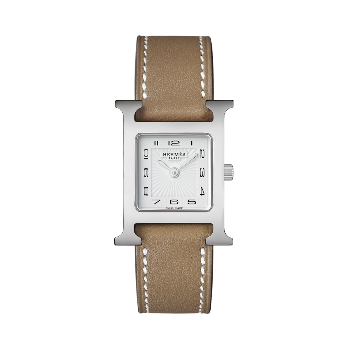 에르메스 H 아워 워치 스몰 에뚜쁘 스위프트 스트랩 & 스틸(Hermes Heure H Watch Small Etoupe Swift Strap & Steel)