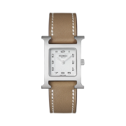 Hermes Heure H Watch Small Etoupe Swift Strap & Steel