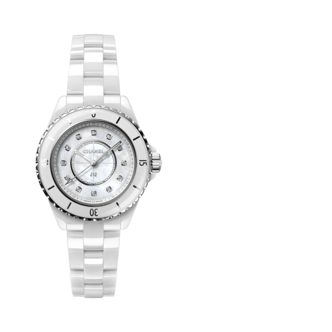 H5704 Chanel J12 Watch 33mm Quartz White MoP Diamond Indicators