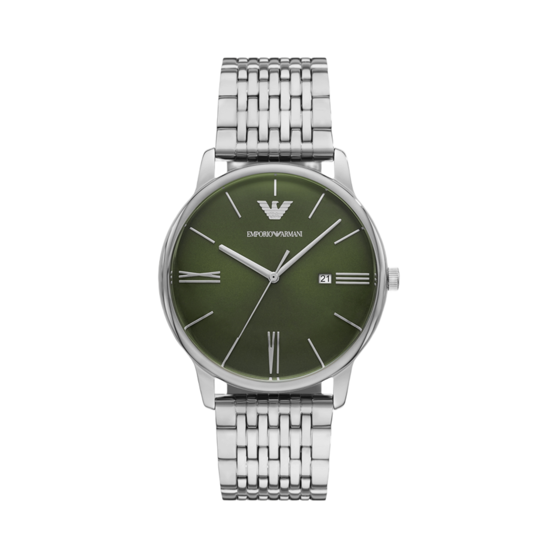 엠포리오 아르마니 쿼츠 쓰리핸드 데이트 42mm 스테인리스 스틸 그린 실버(Emporio Armani Quartz Three-Hand Date 42mm Stainless Steel Green Silver) - 1