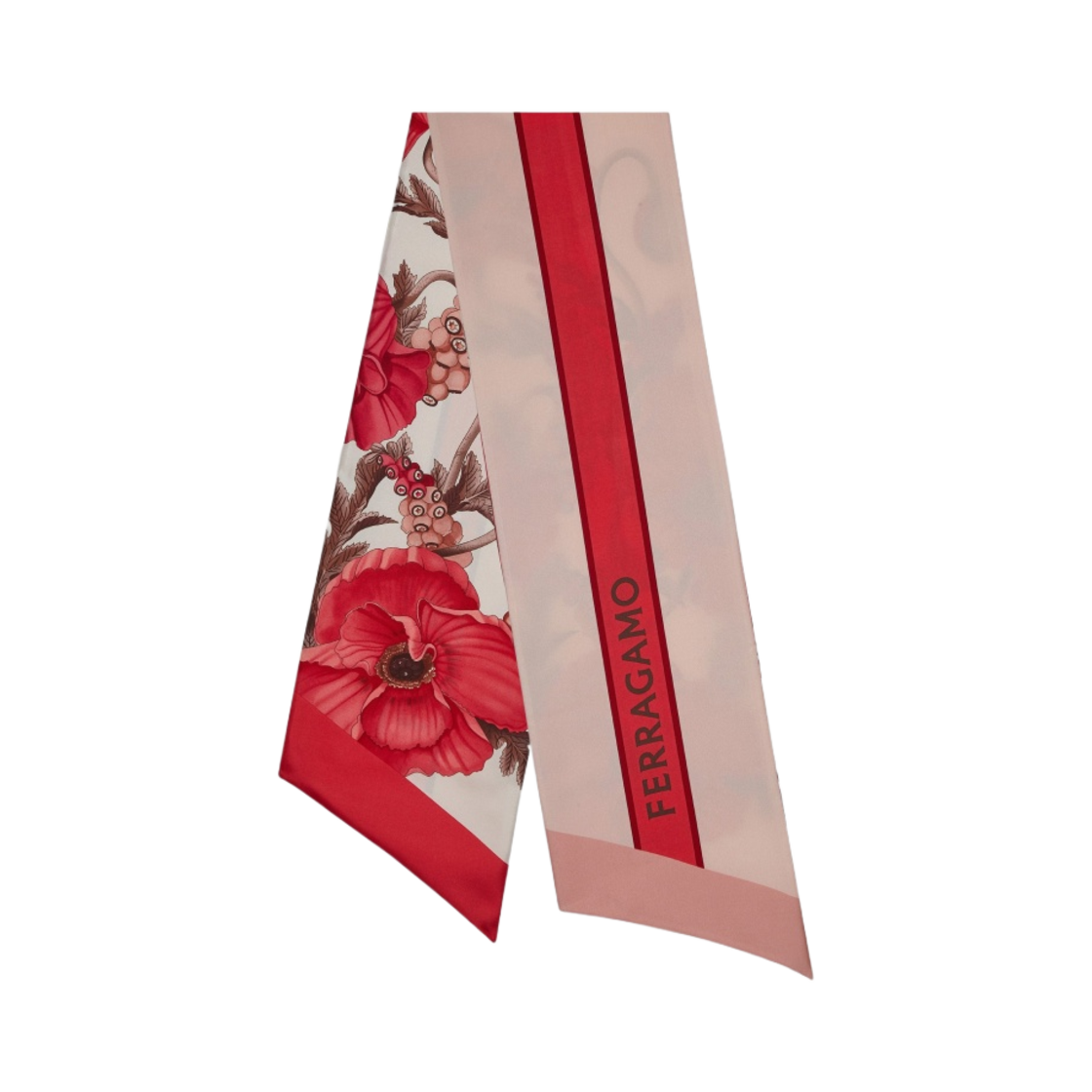 320839-771393 (W) Ferragamo Poppies Print Silk Bandeau Ivory Pink