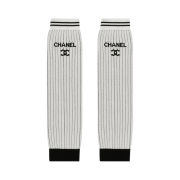 (W) Chanel Gaiters Mixed Fibers & White Black