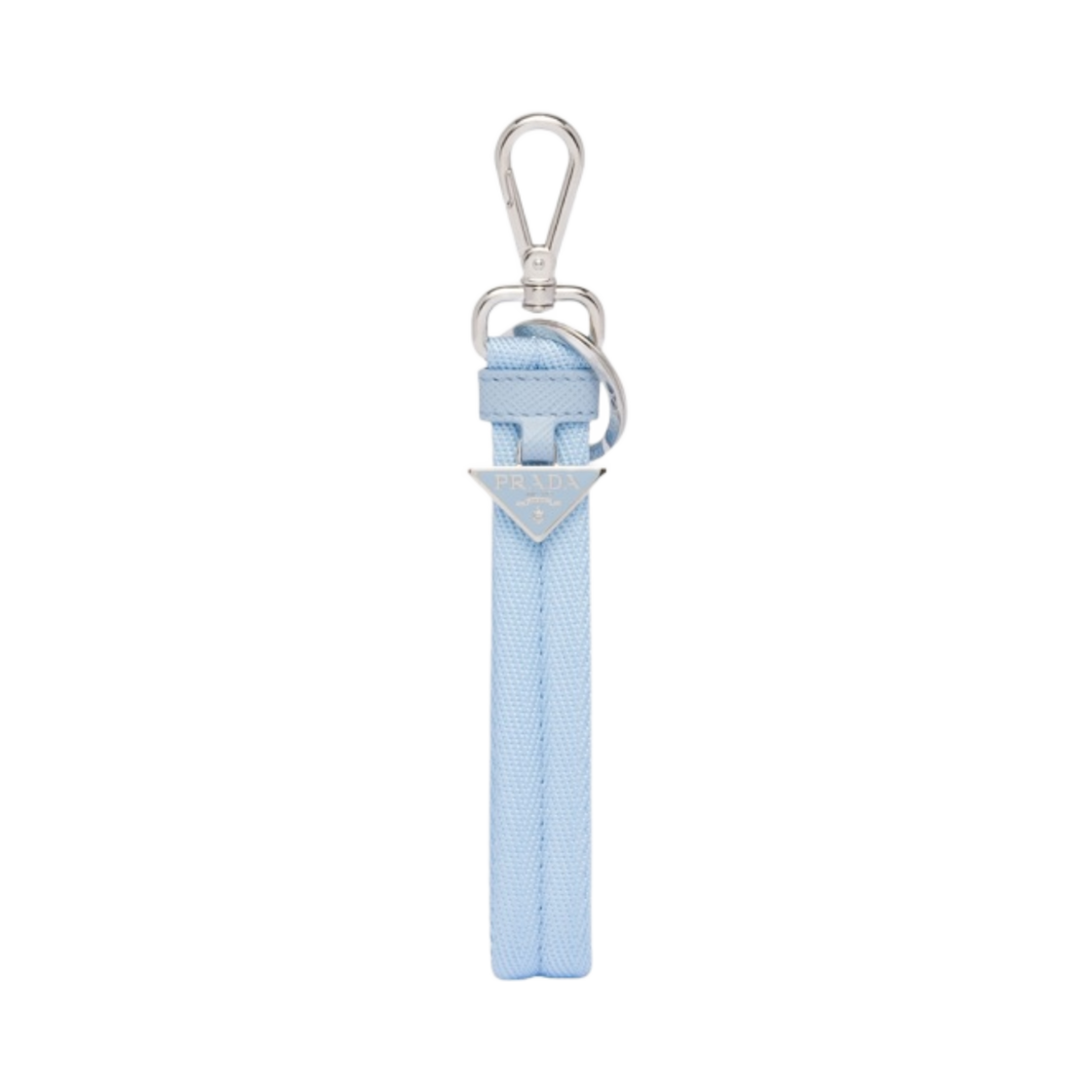 2PT011-2DMN-F0076 Prada Woven Nylon Tape Keychain Light Blue