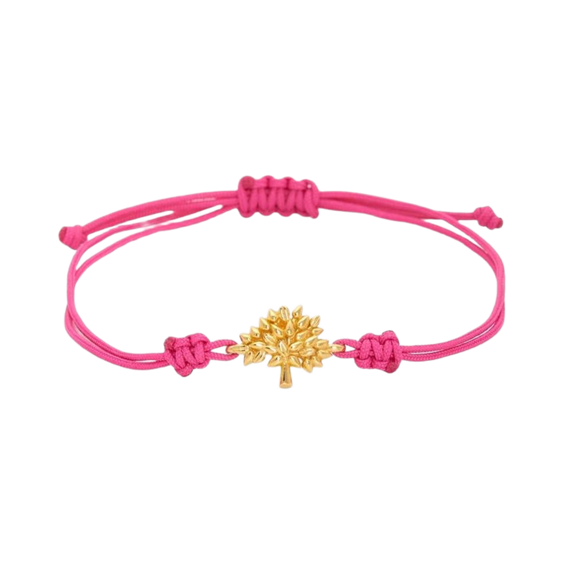QB2392-000J946 Mulberry Tree Cord Sterling Silver Cord Bracelet Geranium Pink