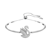 (W) Swarovski Iconic Swan Bangle White Rhodium Plated