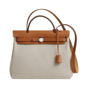 Hermes Herbag Zip 31 Laque Bag Military Canvas Hunter Cowhide & Palladium Beton Nature Blanc