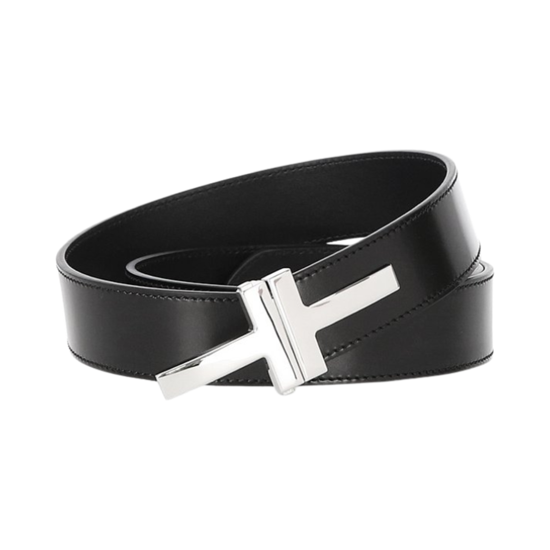 TB252-LCL052S-1N001 Tom Ford Smooth Leather Double T Belt Black