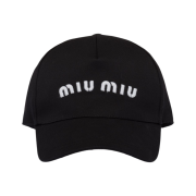 (W) Miu Miu Drill Baseball Cap Black White