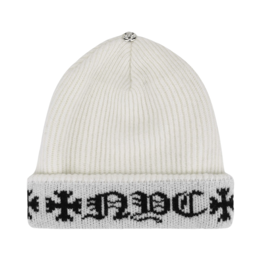 Chrome Hearts Big Daddy Cashmere Beanie White - New York Exclusive