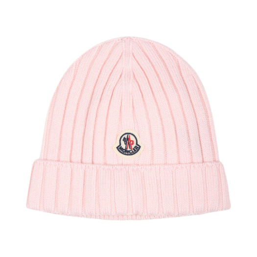 (Kids) Moncler Logo Patch Beanie Light Pink - 24FW