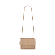Saint Laurent Gold Monogram Sunset Medium Bag in Smooth Leather Dark Beige
