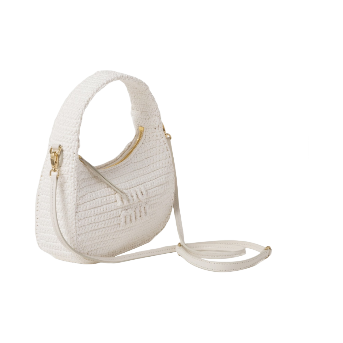 미우 미우 완더 크로쉐 호보백 화이트(Miu Miu Wander Crochet Hobo Bag White) - 2