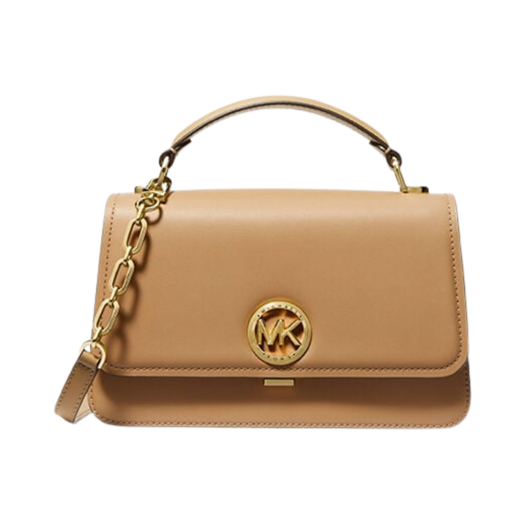 Michael Kors Delancey Medium Leather Crossbody Satchel Camel