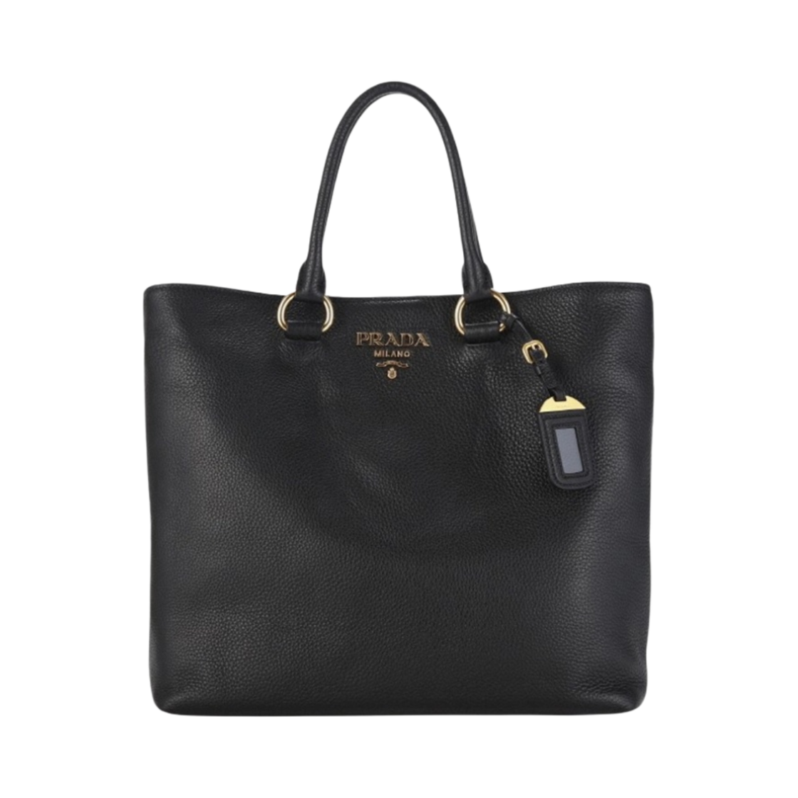 1BG865-2E8K-F0002 Prada Vitello Phenix Leather Shopping Tote Bag Black
