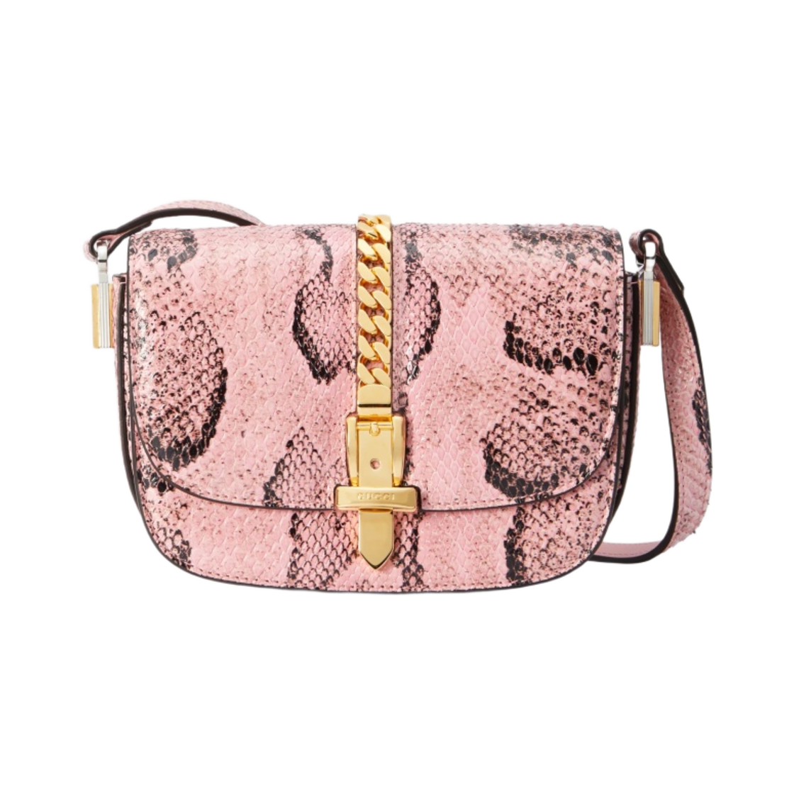 구찌 실비 1969 파이톤 미니 숄더백 핑크