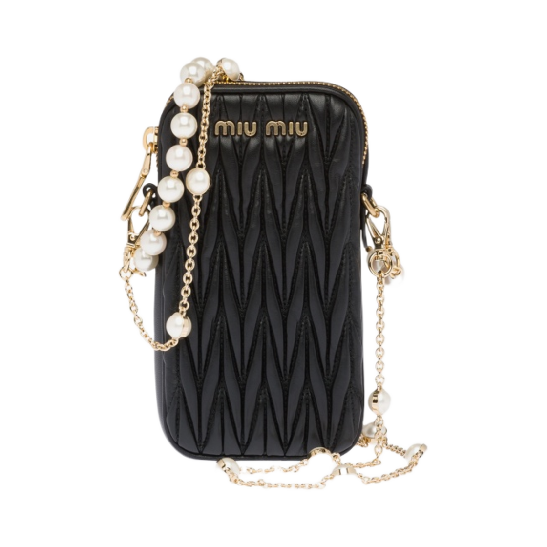 5BP070-2F3M-F0002 Miu Miu Matelasse Nappa Leather Mini Bag Black