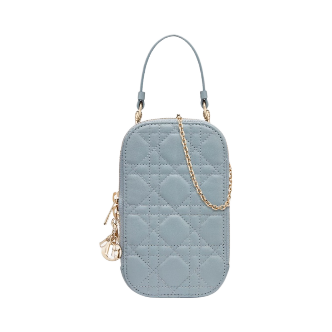 S0872ONMJ-M81B Dior Lady Phone Holder Cannage Lambskin Cloud Blue - 대표 이미지 #1