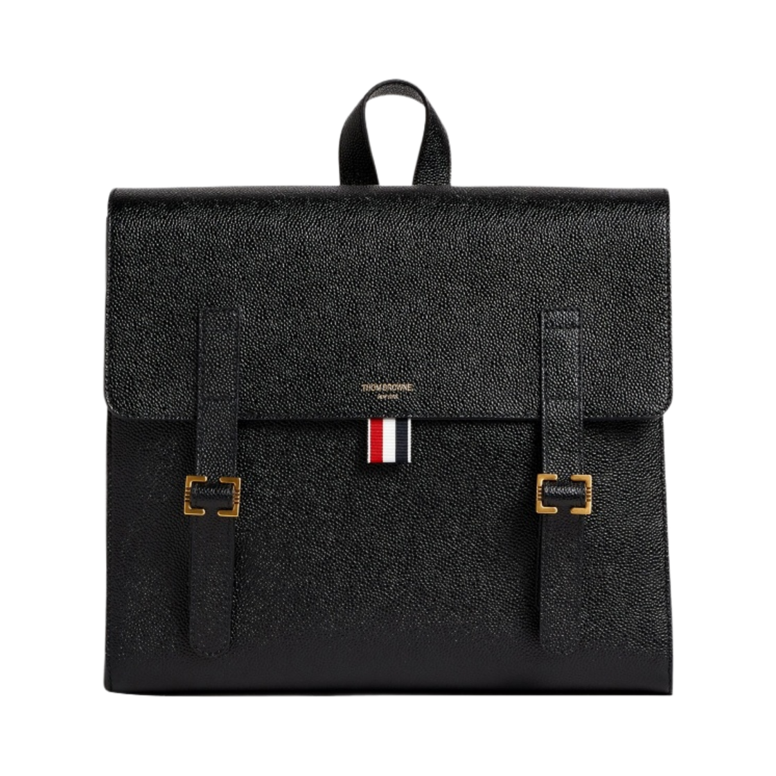 톰브라운 페블 그레인 레더 RWB 스트럭처드 백팩 블랙(Thom Browne Pebble Grain Leather RWB Structured Backpack Black)