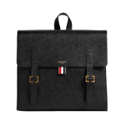 Thom Browne Pebble Grain Leather RWB Structured Backpack Black