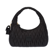 Miu Miu Wander Matelasse Regenerated Nylon Hobo Bag Black